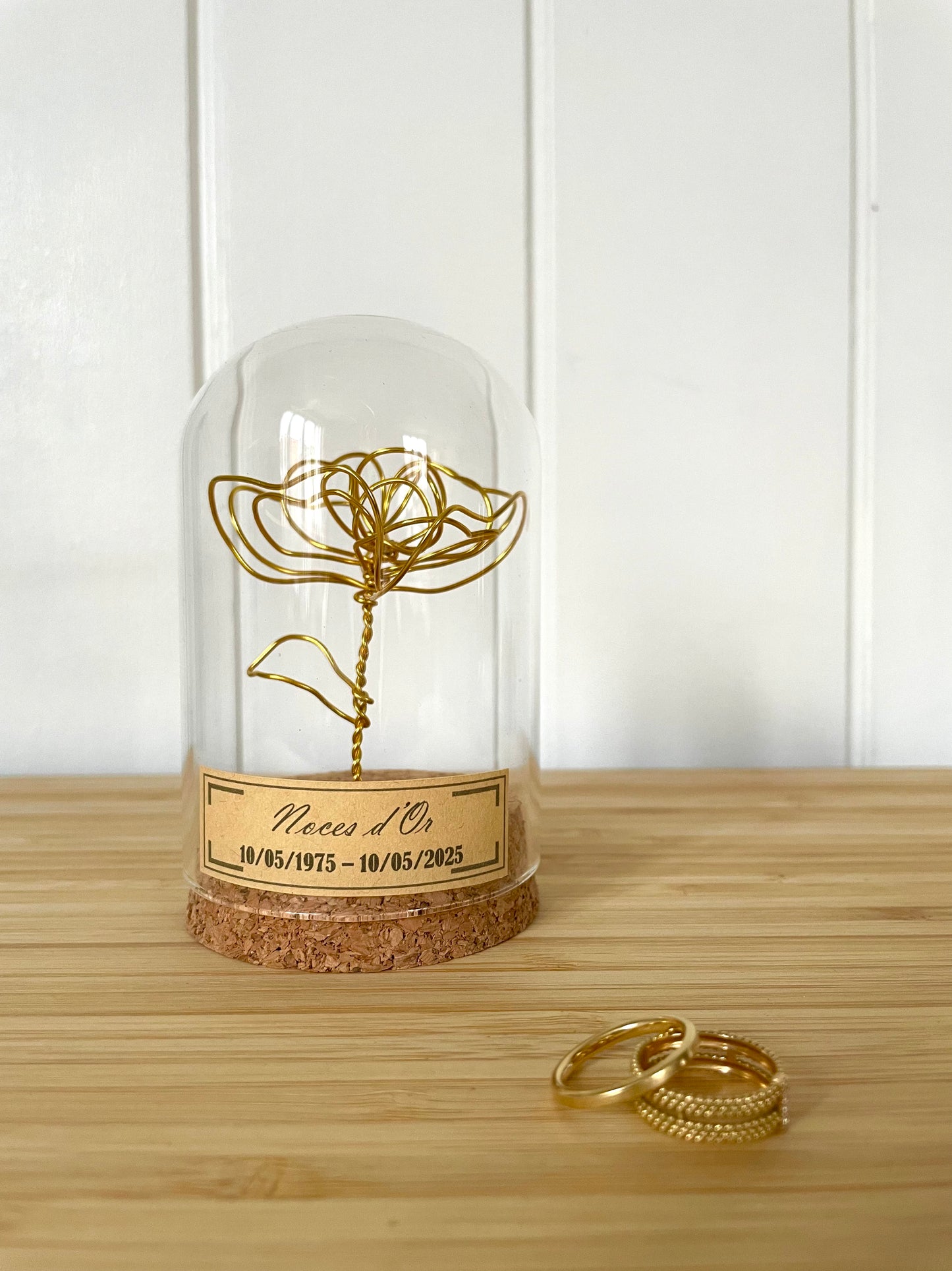Cadeau noces d’or - 50 ans de mariage - cloche en verre
