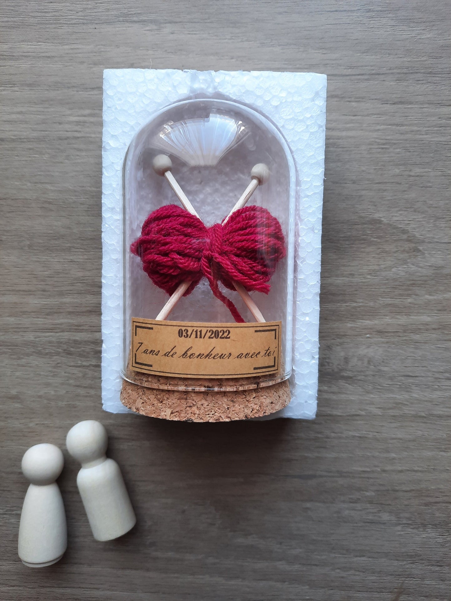 Cadeau noces de Laine - 7 ans de mariage - cloche en verre