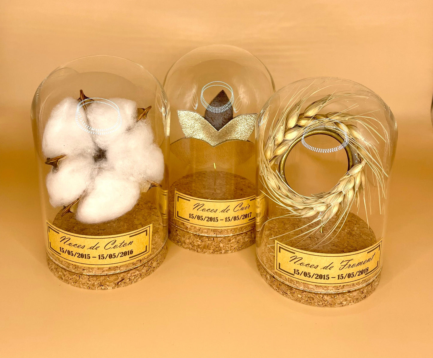 Pack noces de froment - 3 ans de mariage - Cloche en verre