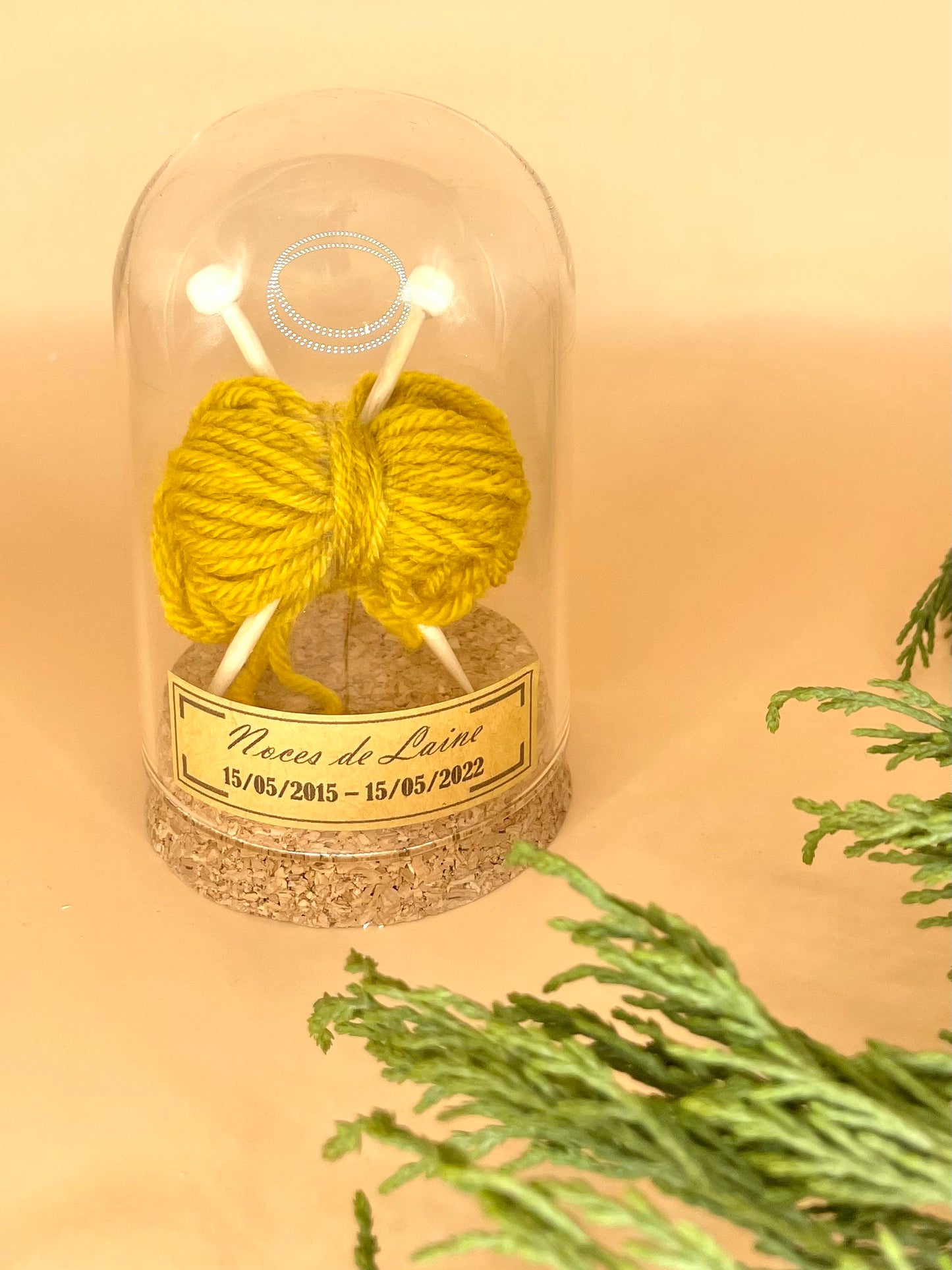 Cadeau noces de Laine - 7 ans de mariage - cloche en verre