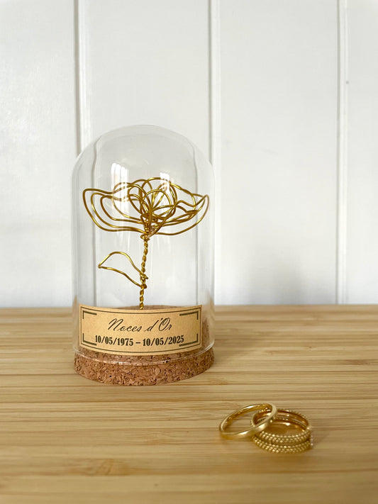 Cadeau noces d’or - 50 ans de mariage - cloche en verre
