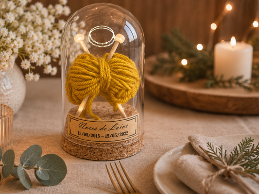 Cadeau noces de Laine - 7 ans de mariage - cloche en verre